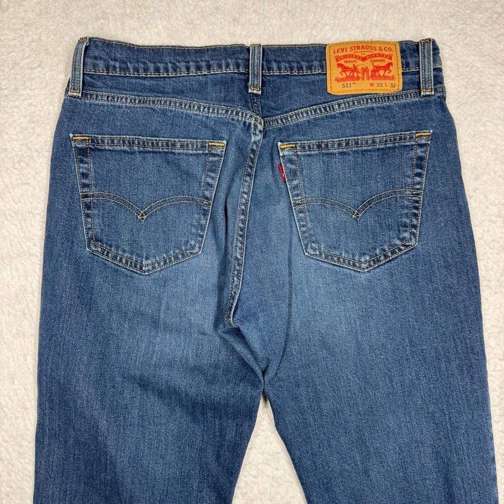 Levi's 511‎ Slim Fit Leg Jeans Blue Denim Pants Men's Size 33x32 (Fit 32x29.5)
